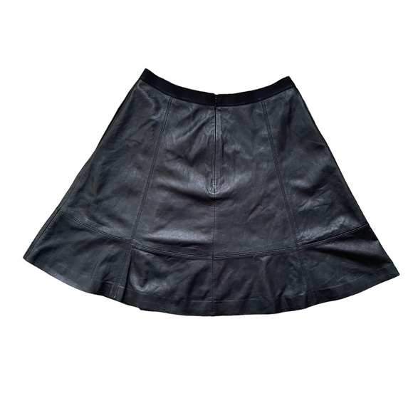 Miss Wu Jason Wu Black Leather Fit & Flare Mini Skirt w/ Pockets Size 6 - Picture 2 of 6